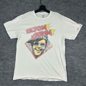 Elton John Distressed Graphic Tee Pop Rock Concert Shirt L